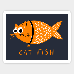 Funny Cat Fish with Anchor Tattoo Magnet